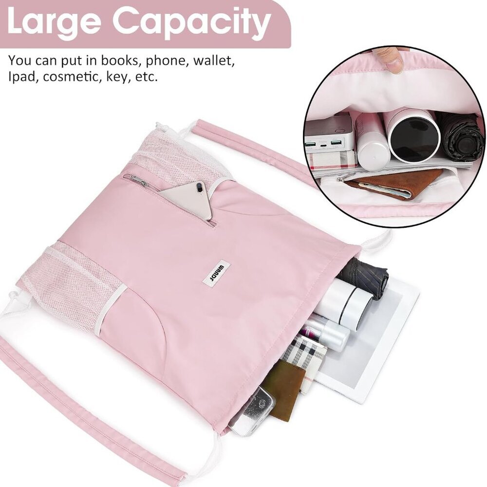 Drawstring Backpack With Shoulder Pad Sports Gym … - image 5